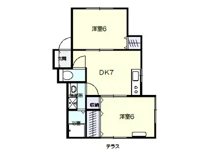 アイランド丸和A(2DK/1階)の間取り写真
