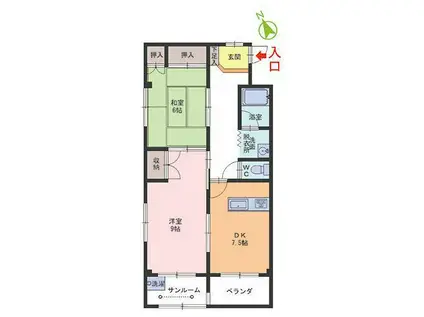 T-パティオ(2DK/2階)の間取り写真