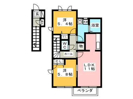 ブランシェI(2LDK/2階)の間取り写真