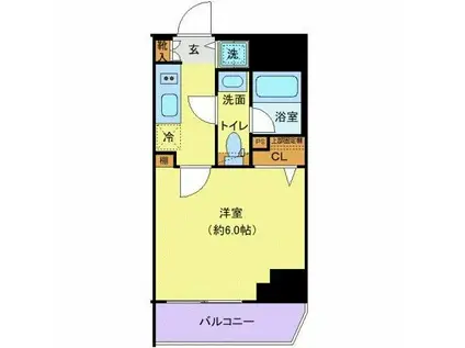 ディアレイシャス横浜吉野町(1K/2階)の間取り写真