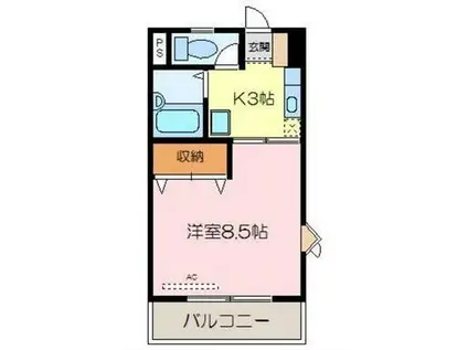 グラスリード(1K/2階)の間取り写真