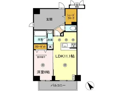 みらいビル(1LDK/2階)の間取り写真