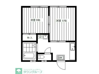 コーポからまつ(2K/1階)の間取り写真