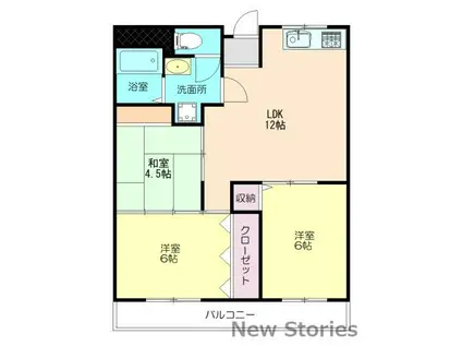 第2 サニーハイツ(3LDK/4階)の間取り写真