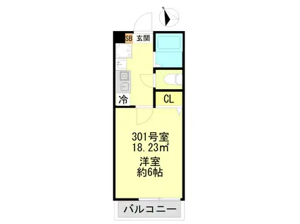 ガーデン一之江(1K/3階)の間取り写真