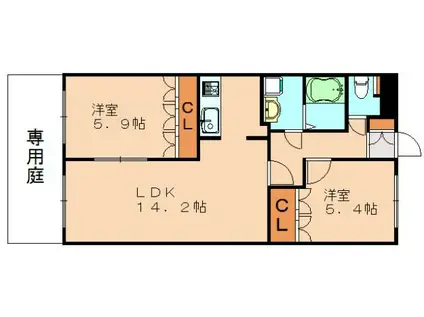 ロイヤルハイツII(2LDK/1階)の間取り写真