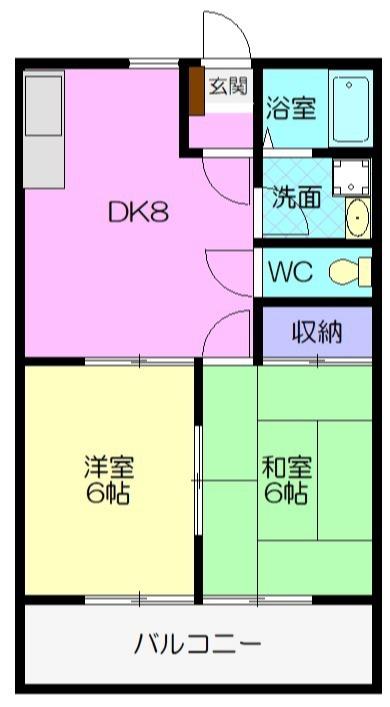 ドエルマルシェA棟(2LDK/1階)の間取り写真