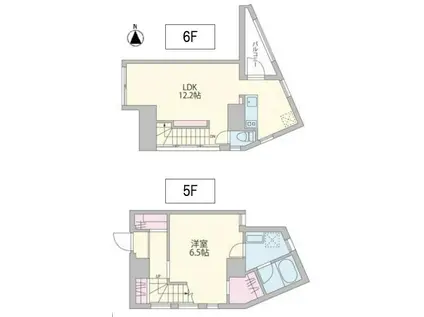 クーカイ・テラス恵比寿401(1LDK/5階)の間取り写真