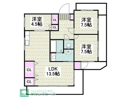 エスキューブ(3LDK/4階)の間取り写真