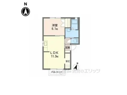 ケミカル・ワンA(1LDK/2階)の間取り写真