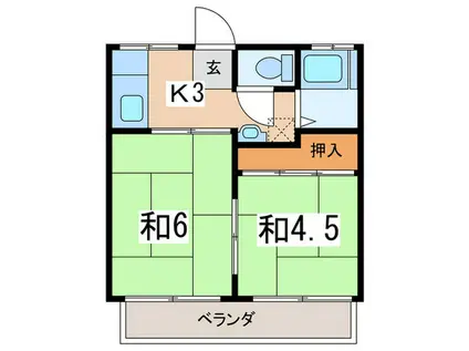 ハイツびんご(2K/2階)の間取り写真