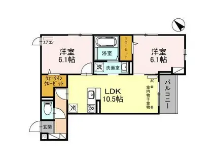 フォンテーヌA(2LDK/3階)の間取り写真