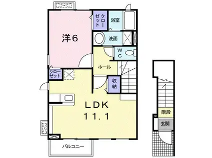 シエロ・アズール(1LDK/2階)の間取り写真