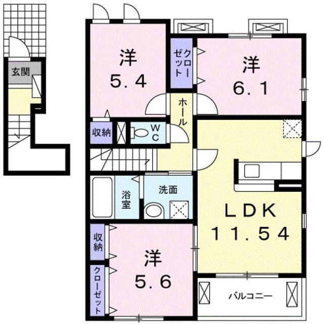 ウエストメゾンクワトロ(3LDK/2階)の間取り写真
