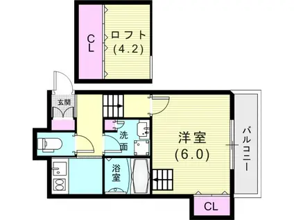 グランメール腕塚(1K/1階)の間取り写真