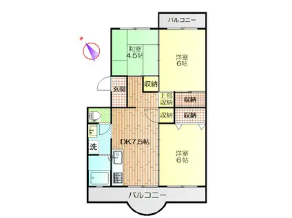 コートビレッジ三保A棟(3DK/3階)の間取り写真