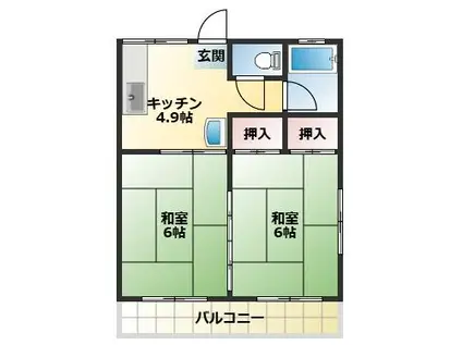 キアラハイツ(2K/2階)の間取り写真