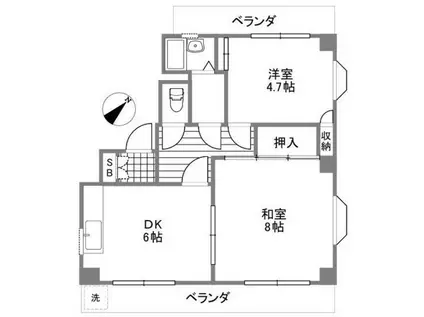 東條ビル(2DK/2階)の間取り写真