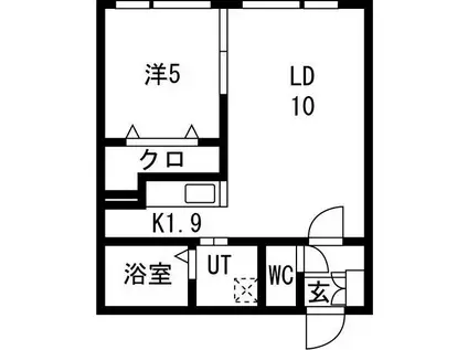 山の手3条1丁目(1LDK/2階)の間取り写真