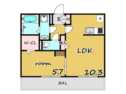 リヴィエールI(1LDK/3階)の間取り写真