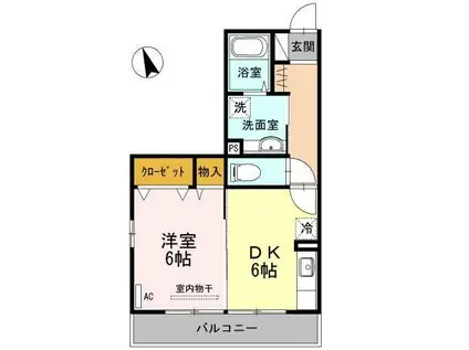 スリー・スターIII号館A(1DK/3階)の間取り写真