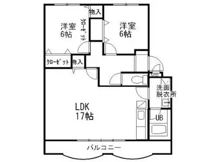 シャンペトル 三島市(2LDK/3階)の間取り写真