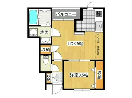 PREZIA福田(1LDK/1階)の間取り写真