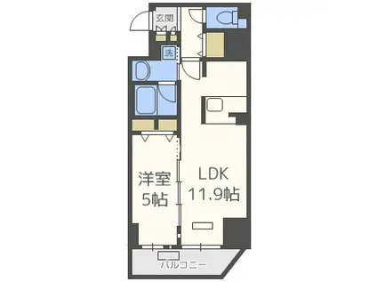プレサンス阿波座駅前(1LDK/9階)の間取り写真