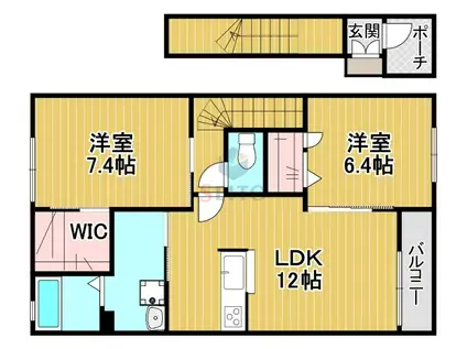 サンクテール(2LDK/2階)の間取り写真