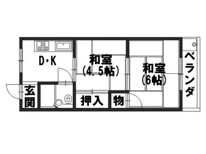西野ハイツ(2DK/2階)の間取り写真
