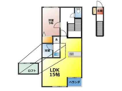 砂子の家 A棟(1LDK/2階)の間取り写真