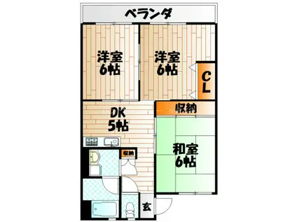 泉ヶ丘スカイハイツ(3DK/5階)の間取り写真