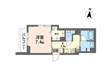 グリシーヌ砂山(1K/4階)の間取り写真