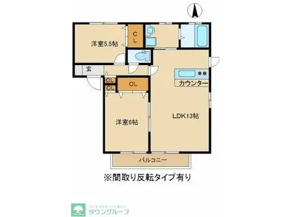 サニーキャッスル(2LDK/1階)の間取り写真