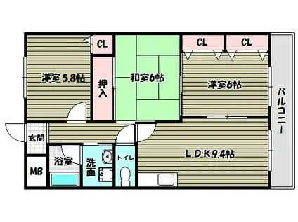 サントル ドゥ ヴィラージュ(3LDK/1階)の間取り写真