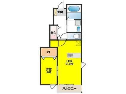 ポライトリーC(1LDK/1階)の間取り写真