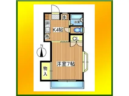 ジュネス本町(1K/2階)の間取り写真