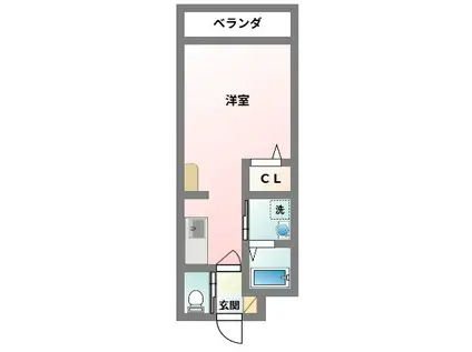 コンダクトレジデンスDAIDOU(ワンルーム/1階)の間取り写真