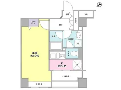 A K レジデンス(1K/8階)の間取り写真