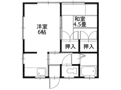 むつみ荘(2K/1階)の間取り写真