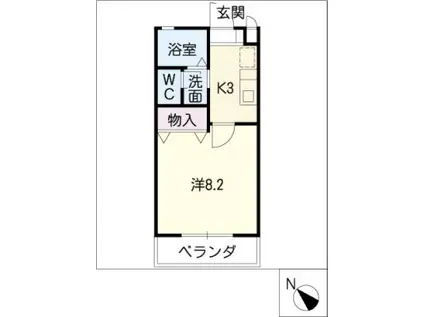 グリーンヒル若松B棟(1K/1階)の間取り写真