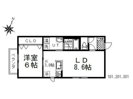 ORANGE´-A(1LDK/1階)の間取り写真