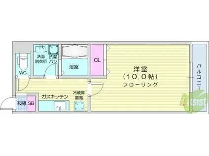 RESIDENZ.S.S(1K/3階)の間取り写真