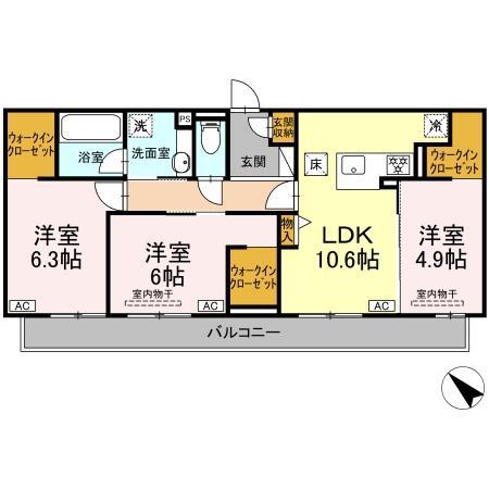 CASA SOLARE(3LDK/1階)の間取り写真