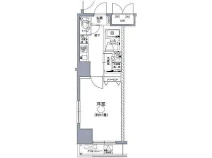 グランフォース上野入谷(1K/2階)の間取り写真