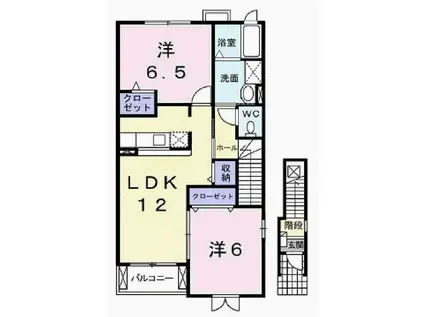 メリディエース・モンス(2LDK/2階)の間取り写真