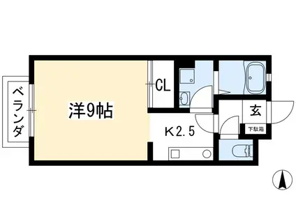 京阪鴨東線 神宮丸太町駅 徒歩5分 2階建 築27年(1K/2階)の間取り写真