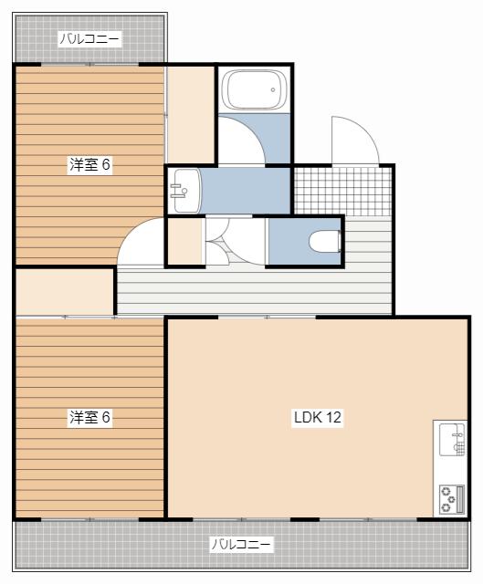 グランドハイツ II(2LDK/2階)の間取り写真