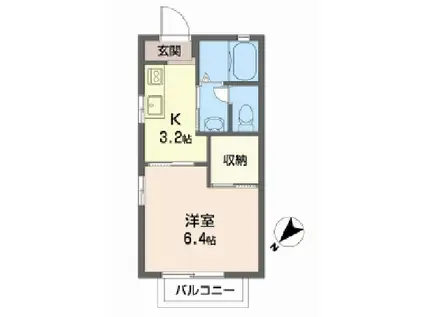 ディアス東舞子(1K/2階)の間取り写真