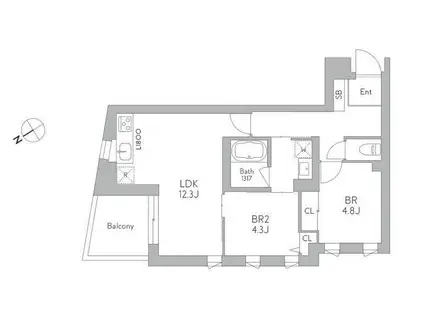 J.リヴェール武蔵小山ウエスト(2LDK/3階)の間取り写真